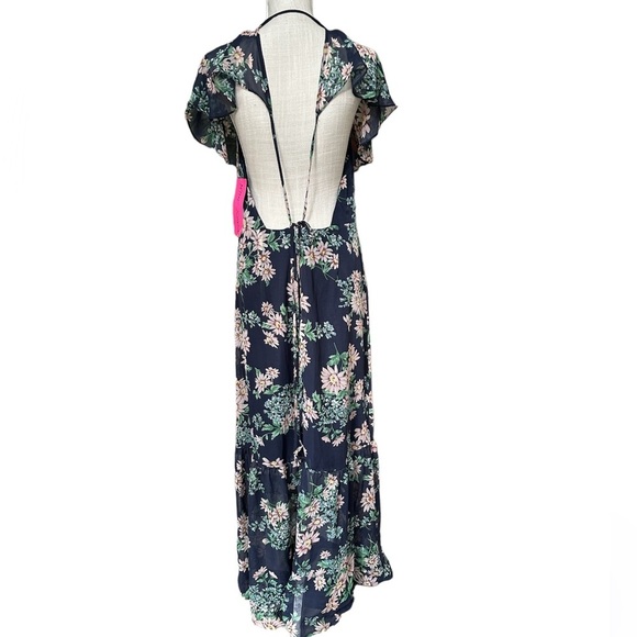Betsey Johnson Flutter Sleeve Chiffon Maxi Dress‎ with Floral Print Size: 4 New! - Picture 6 of 14